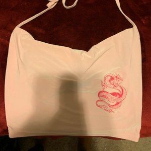 pink dragon tie crop top